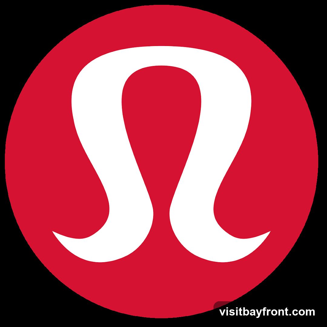 A white stylized 'L' shape is centered within a red circle. The background is black.