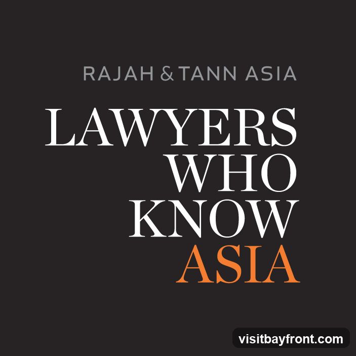The image displays text on a dark background. The top line reads "RAJAH & TANN ASIA" in a light gray serif font. Below this, in a larger white serif font, are the words "LAWYERS WHO KNOW". The word "ASIA" is displayed below "KNOW" in a larger, bold, orange serif font.