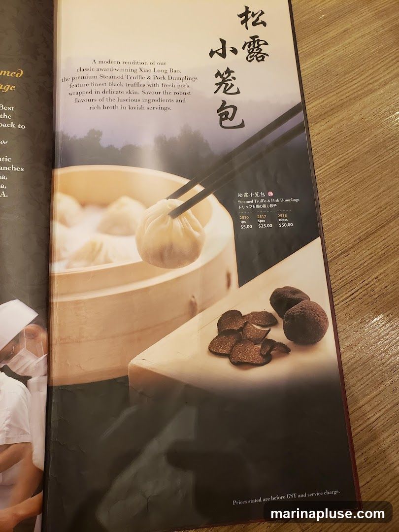 A modern rendition of award-winning Xiao Long Bao, featuring premium Steamed Truffle & Pork Dumplings with black truffles and fresh pork.