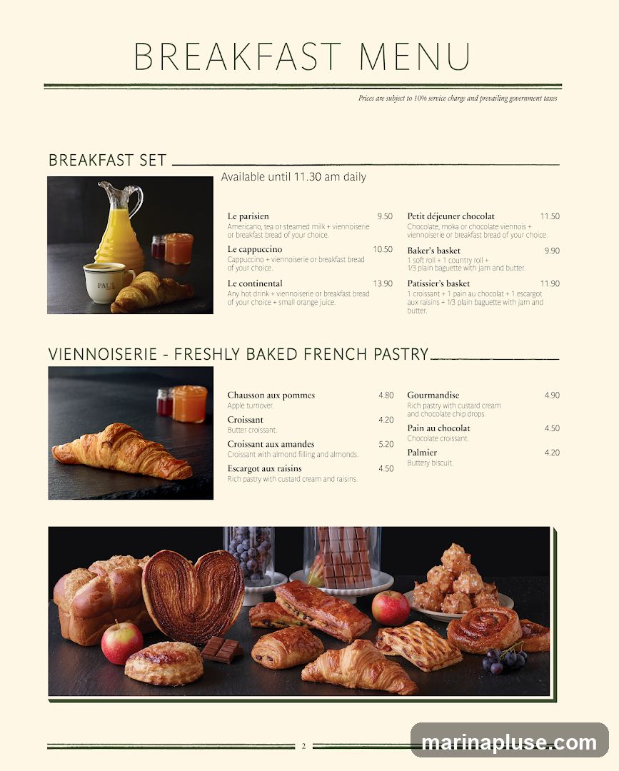 Prices are subject to 10% service charge and prevailing government taxes. Available until 11.30 am daily.