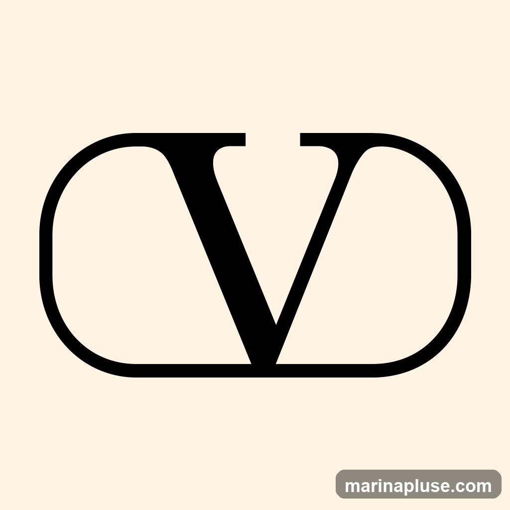 A black Valentino logo on a cream background. The logo is composed of two overlapping V shapes, forming an abstract symbol.