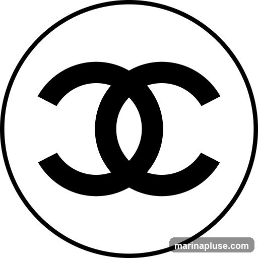 A black and white circular logo featuring the interlocking CC symbol of Chanel.