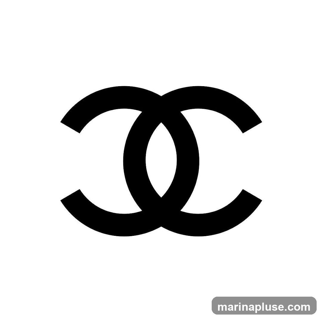 A black Chanel logo on a white background.
