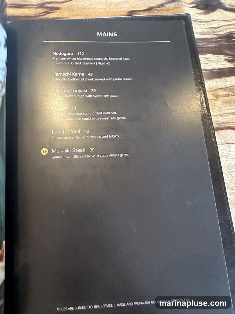 A menu page with a list of main courses.