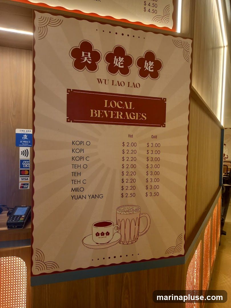 A menu board displaying local beverages with hot and cold options.