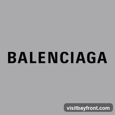 The word BALENCIAGA is displayed in black, bold, sans-serif capital letters against a plain grey background.