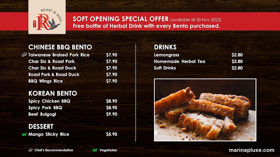 Soft Opening Special Offer: Free bottle of Herbal Drink with every Bento purchased (available till 30 Nov 2023).