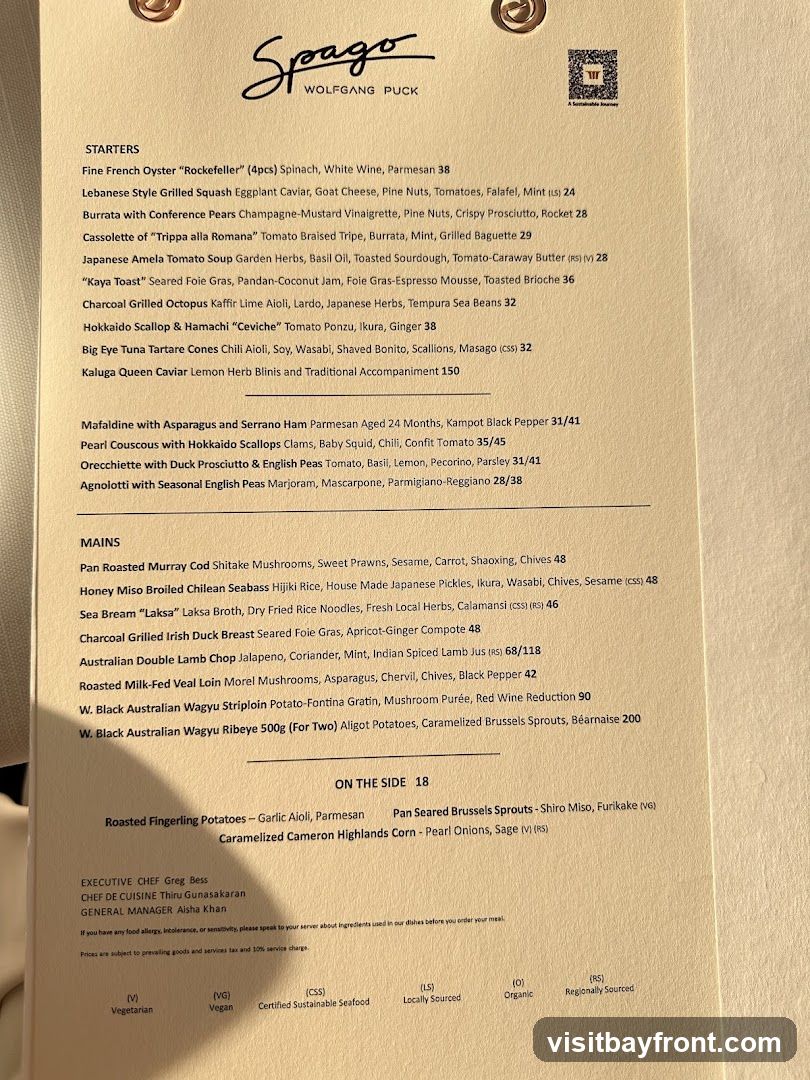 Spago Wolfgang Puck Menu
