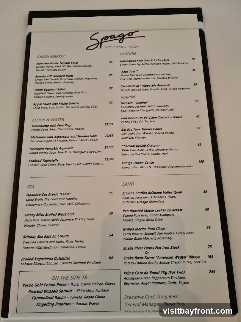 Spago Wolfgang Puck Menu