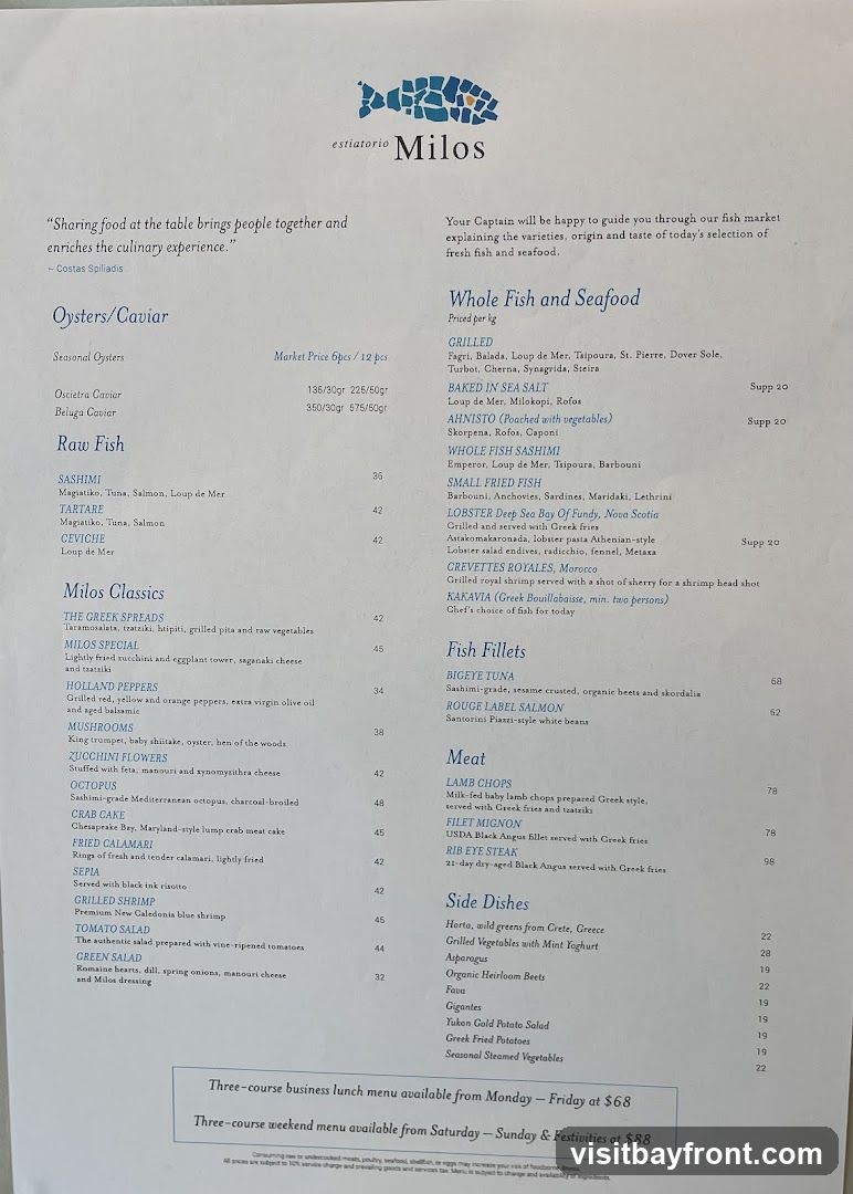 Milos Menu