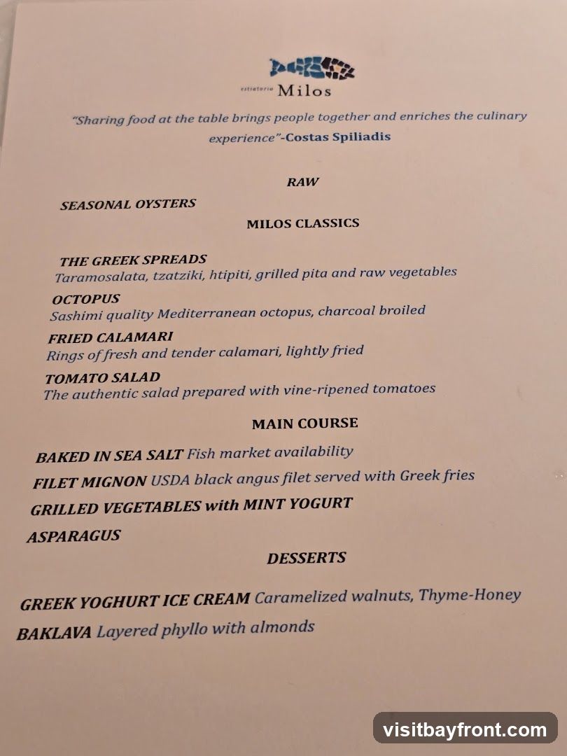 Milos Menu