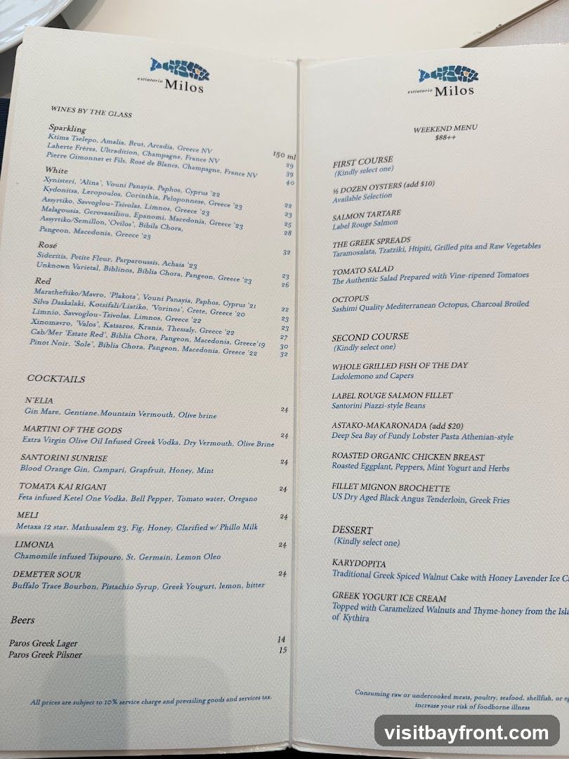 Estiatorio Milos Weekend Menu