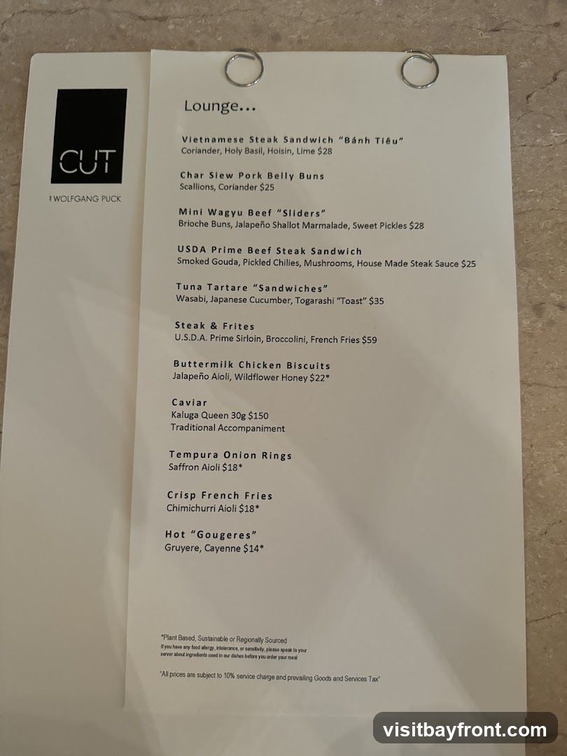 CUT Lounge Menu