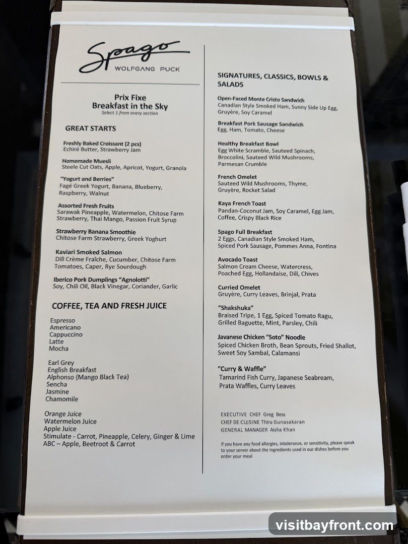 Spago Wolfgang Puck Breakfast Menu
