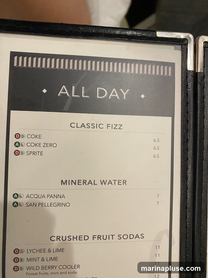 A menu page with sections for Classic Fizz, Mineral Water, and Crushed Fruit Sodas.