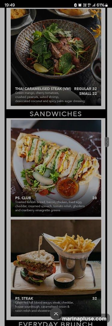 A selection of menu items with descriptions and prices.