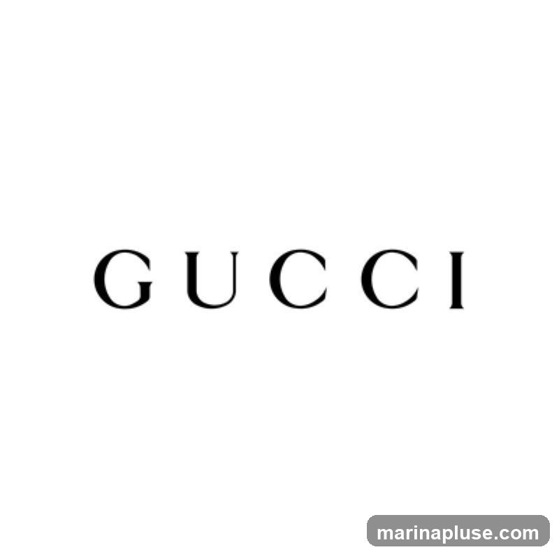 The word "GUCCI" is displayed in black, sans-serif capital letters against a white background.