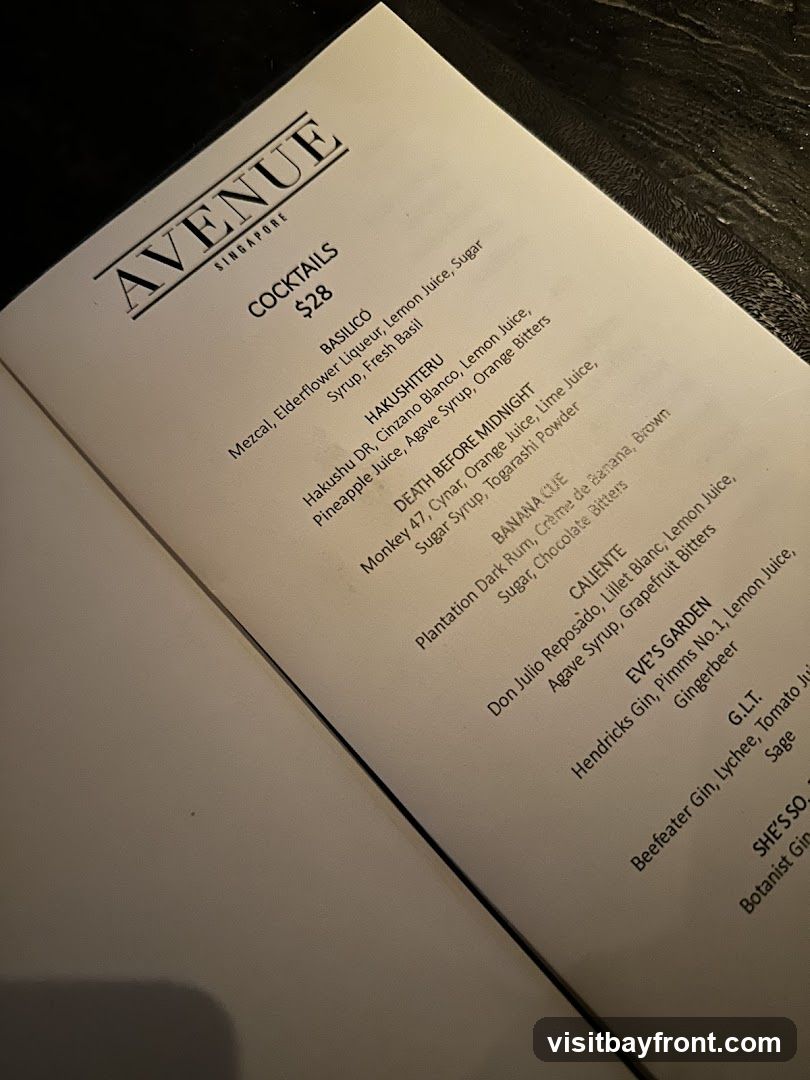 AVENUE SINGAPORE COCKTAILS