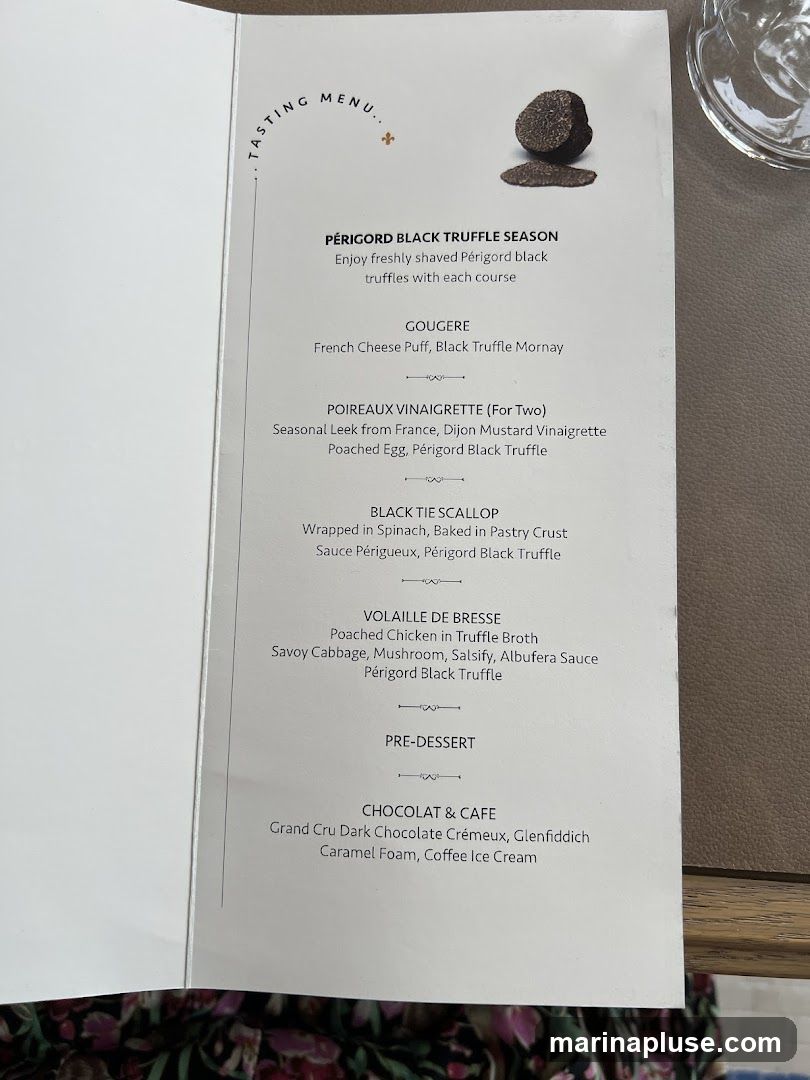 A tasting menu featuring Périgord Black Truffle Season dishes.
