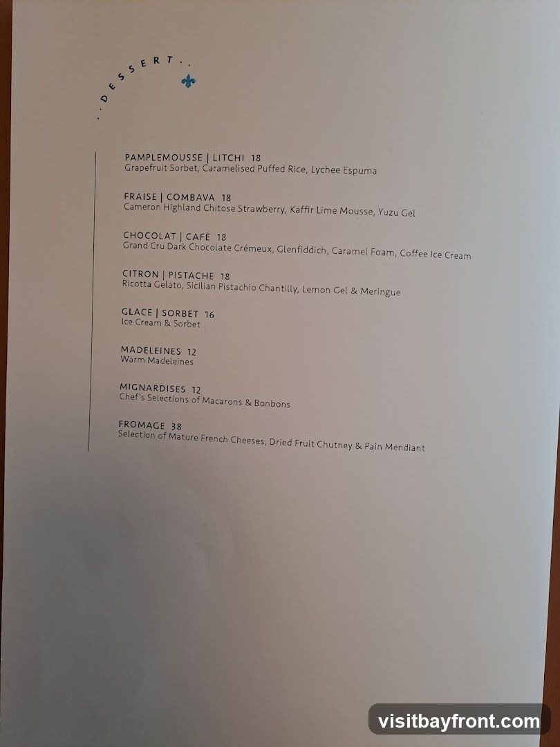 Dessert Menu