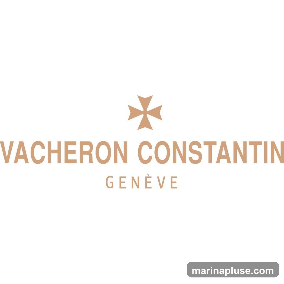 The logo for Vacheron Constantin, a Swiss watch manufacturer. It features a Maltese cross symbol above the text "VACHERON CONSTANTIN" and below that, "GENÈVE". The logo is presented in a light brown or beige color against a white background.