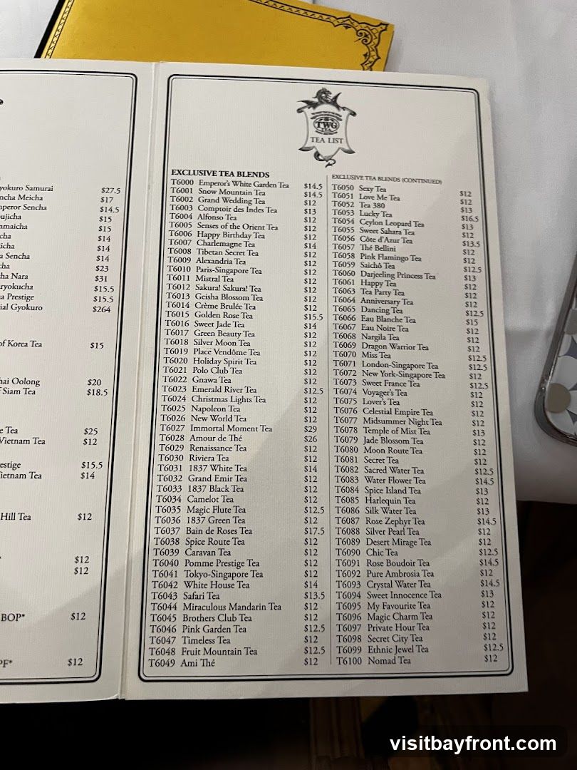 TWG TEA LIST