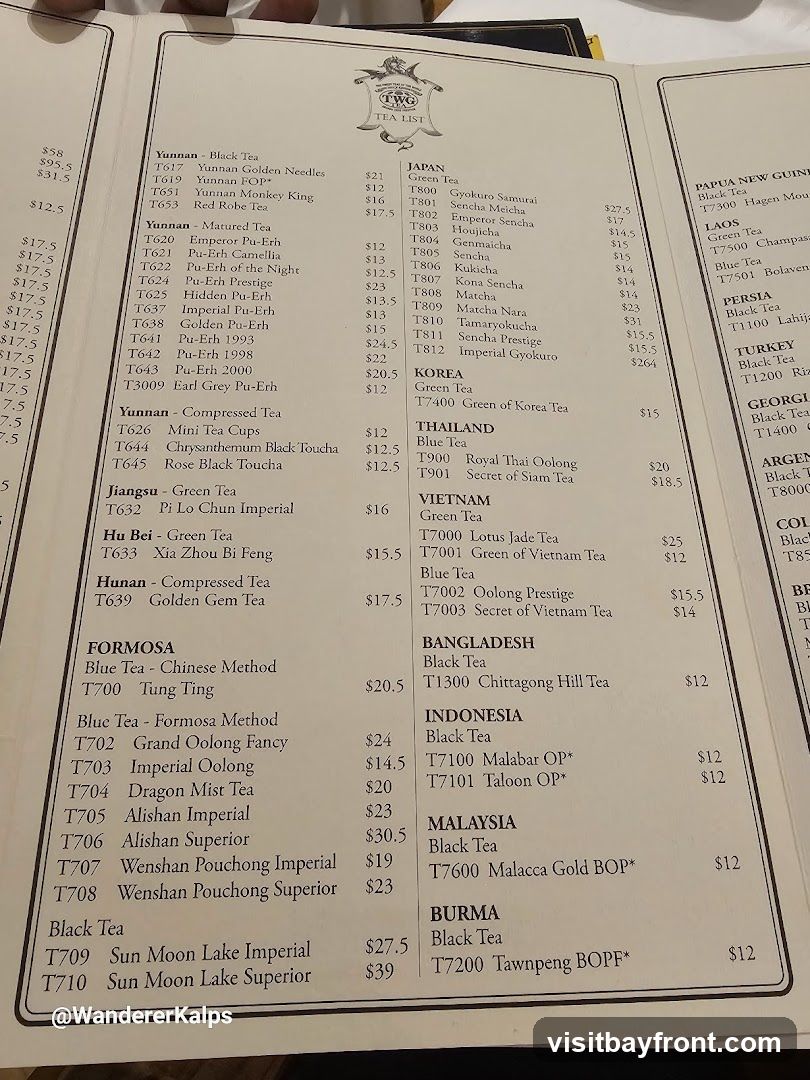 TWG TEA LIST