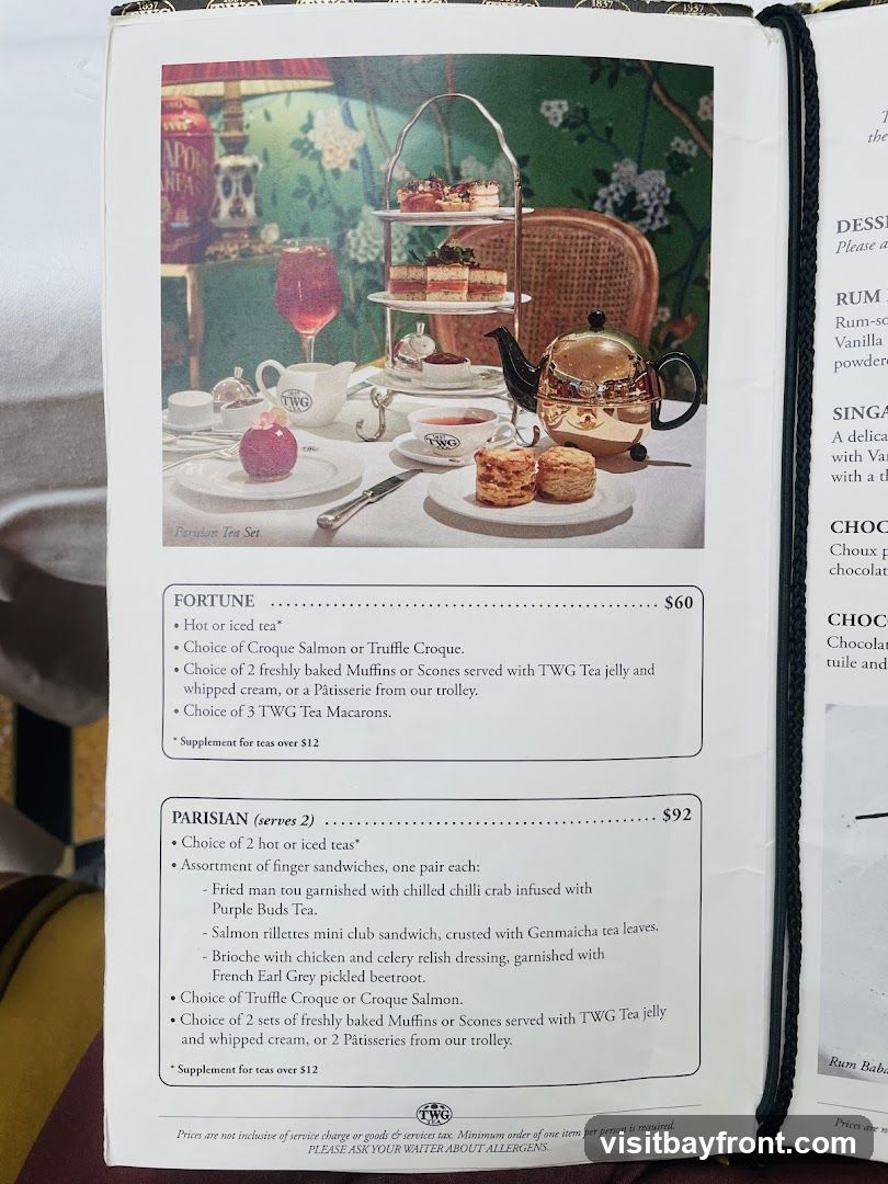 TWG Tea Menu