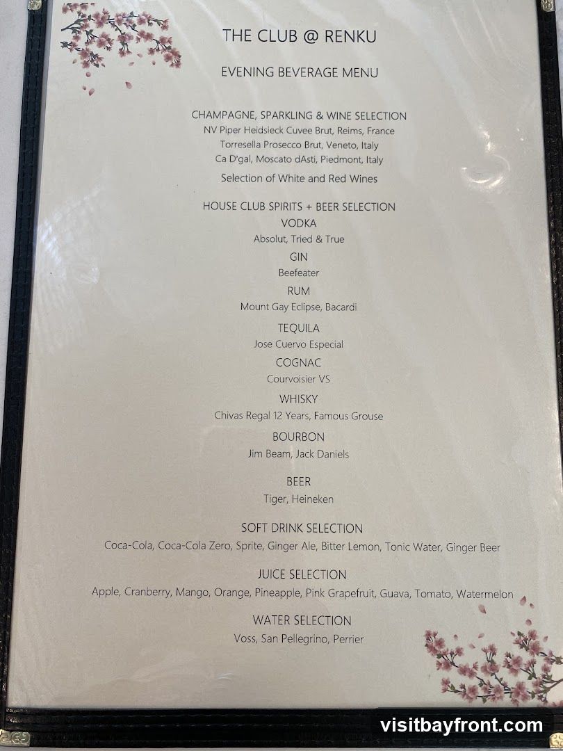 THE CLUB @ RENKU EVENING BEVERAGE MENU