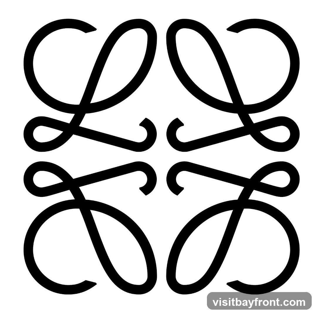 A black and white image of the Loewe logo, which consists of four intertwined 'L' shapes arranged in a square.