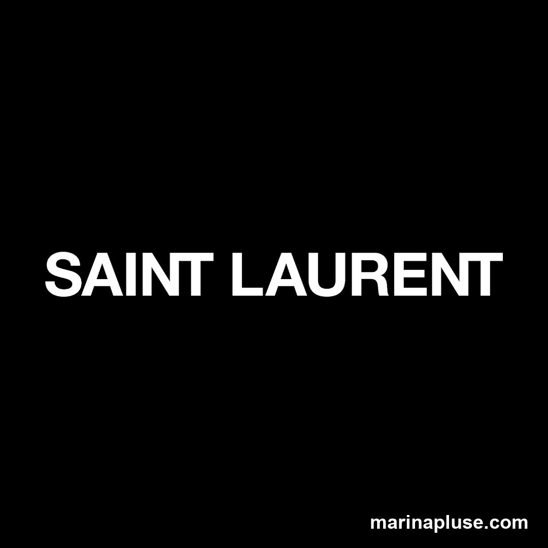 The words "SAINT LAURENT" are displayed in large, white, sans-serif capital letters against a solid black background.