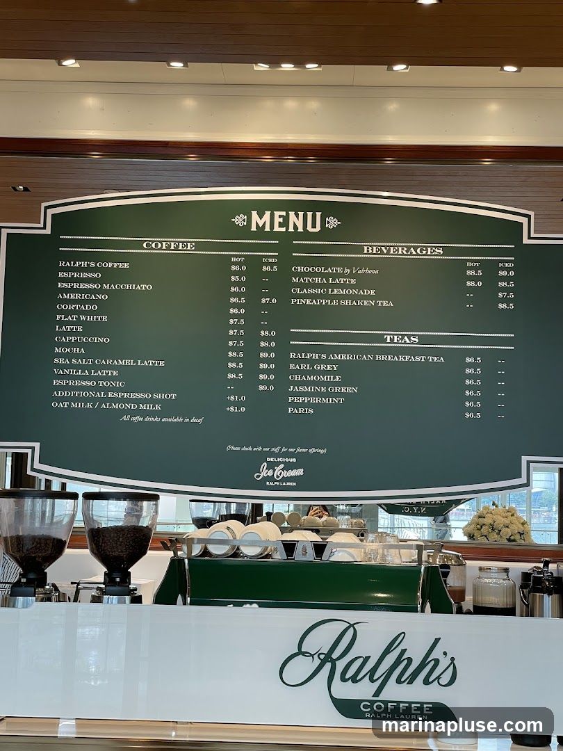 A menu board for Ralph's Coffee, featuring coffee, beverages, and teas.