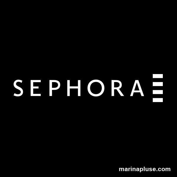 The Sephora logo is displayed in white text on a black background. The word "SEPHORA" is written in a sans-serif font, followed by a symbol resembling three horizontal lines stacked on top of each other.