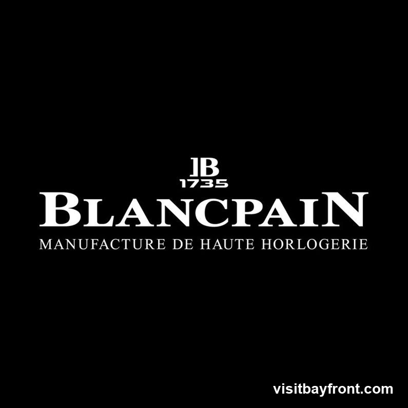 The image displays the Blancpain logo on a black background. The logo features the text "JB 1735" above the prominent word "BLANCPAIN" in large, white, serif font. Below "BLANCPAIN" is the tagline "MANUFACTURE DE HAUTE HORLOGERIE" in smaller white capital letters.