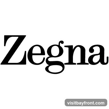 The word "Zegna" is displayed in a large, black, serif font against a white background.