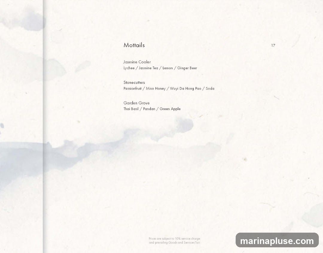 A page from a menu listing mocktails.