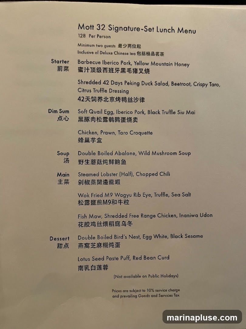 128 Per Person. Minimum two guests. Inclusive of Deluxe Chinese tea.