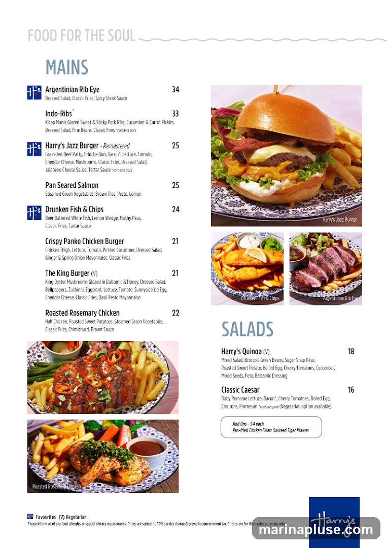 A menu with mains and salads.