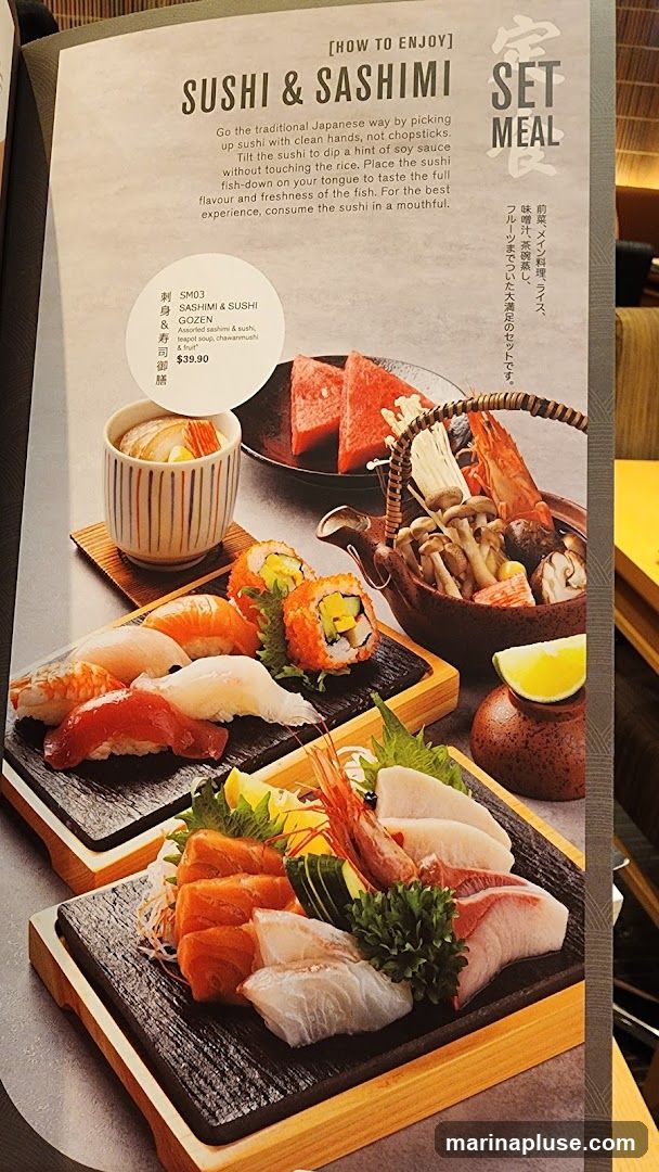 Instructions on how to enjoy sushi and sashimi traditionally.