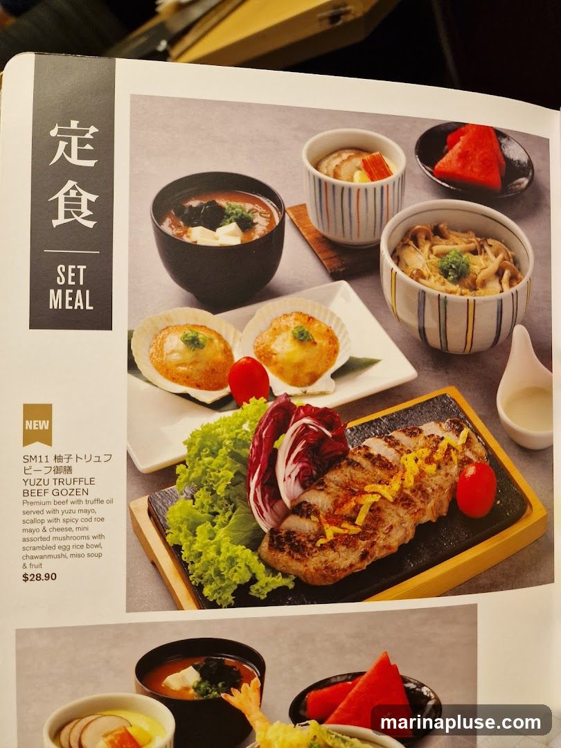A menu page featuring a set meal with a description and price.