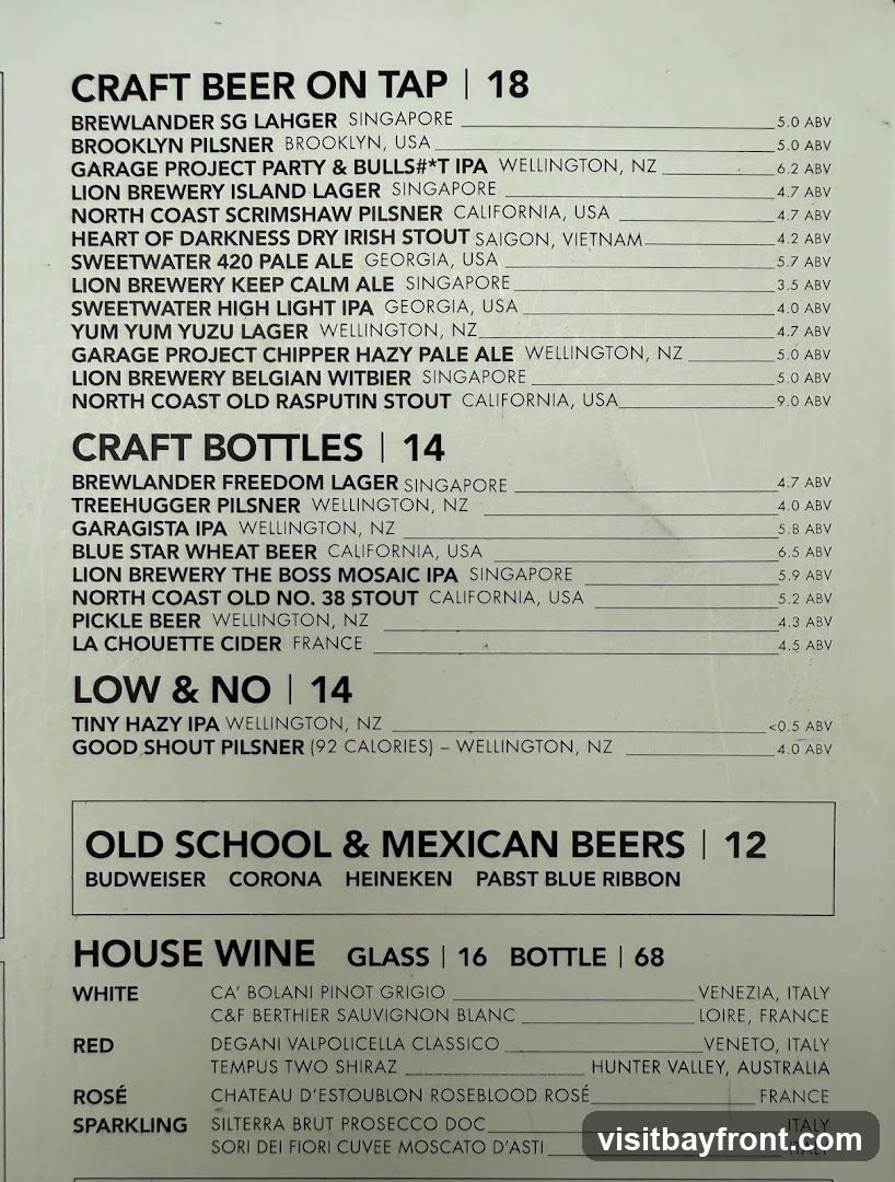 Beer and Wine Menu