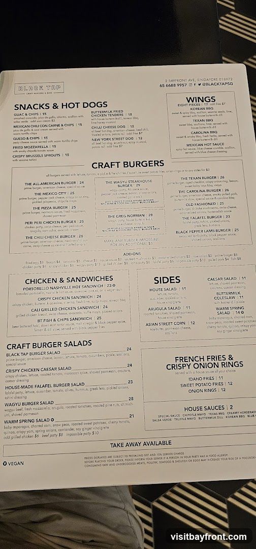Black Tap Menu