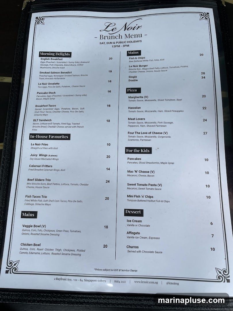 Brunch menu served Saturday, Sunday & Public Holidays from 12 PM to 3 PM.