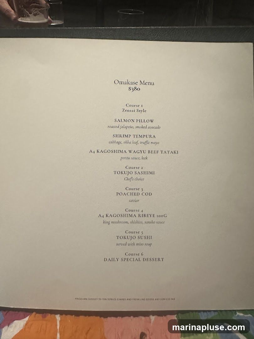 A multi-course tasting menu with six courses.