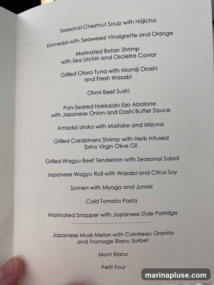 A menu with various Japanese-inspired dishes.