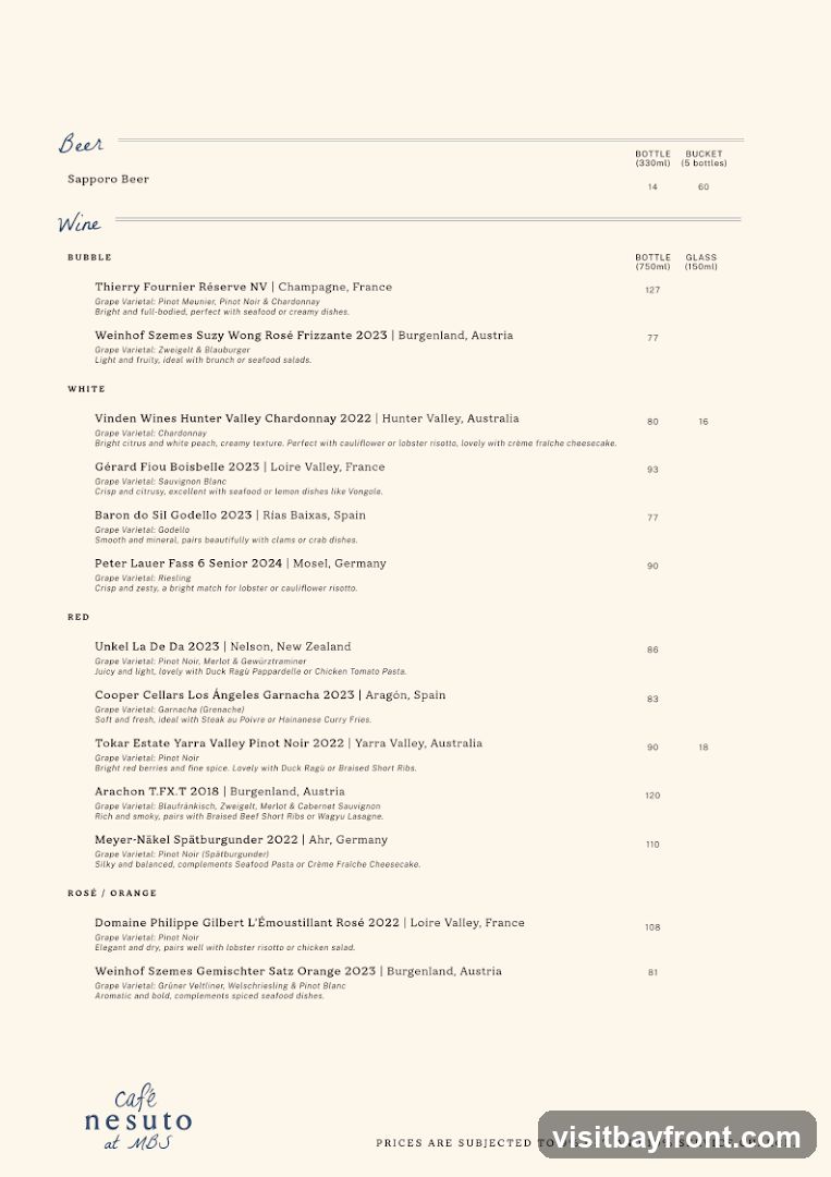 Beer and Wine Menu