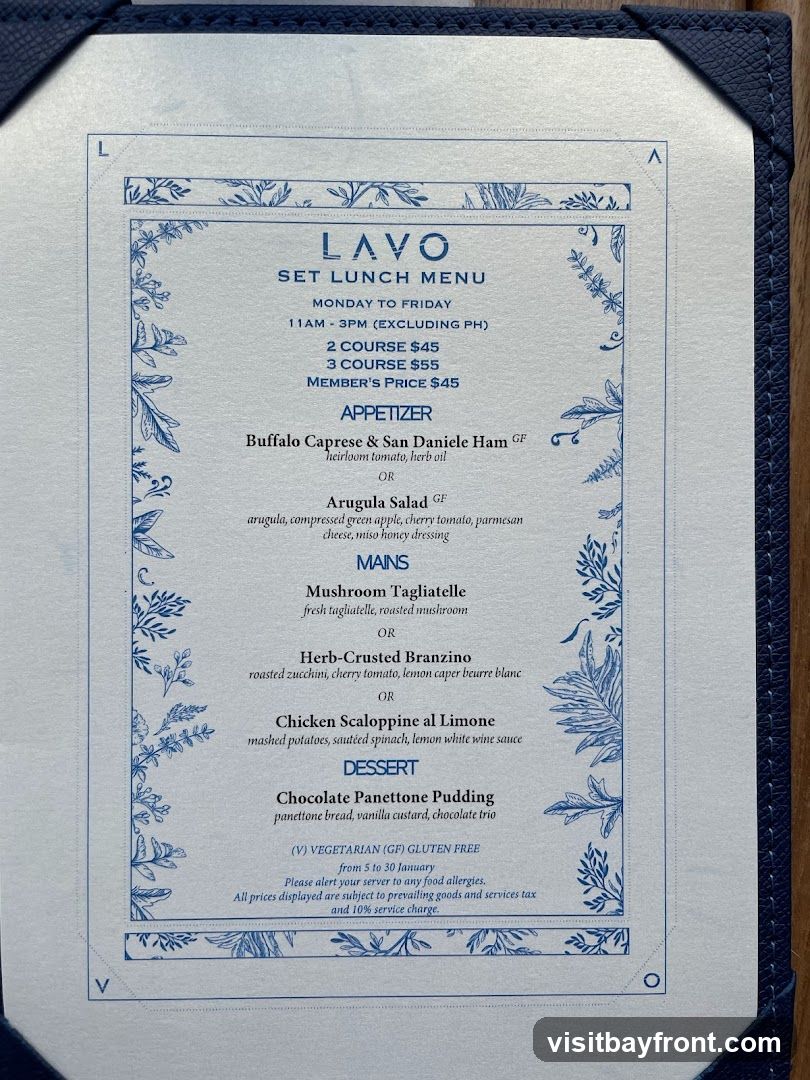 LAVO SET LUNCH MENU