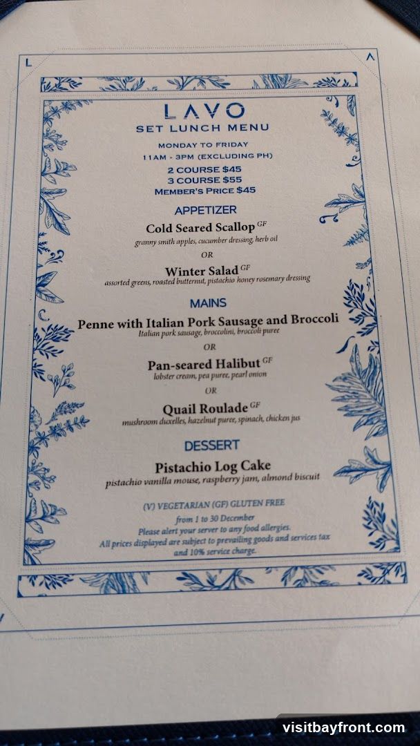 LAVO SET LUNCH MENU