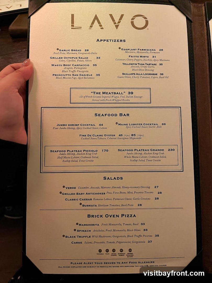 LAVO Menu