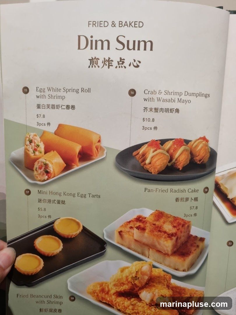 Fried & Baked Dim Sum menu with various dishes.